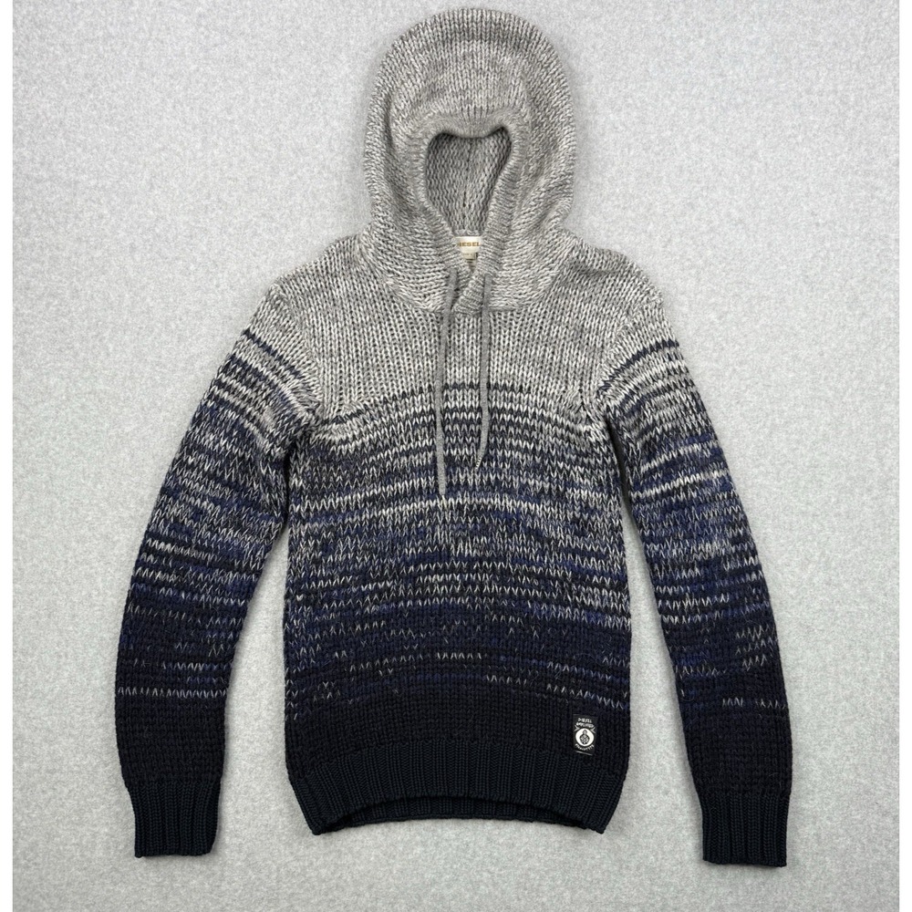 Diesel Gray and Black Knit Hoodie